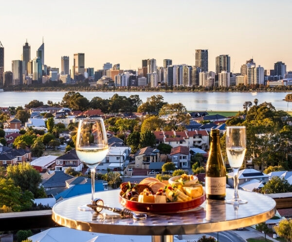 Metro Hotel Perth balcony at sunset
