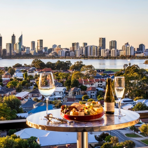 Metro Hotel Perth balcony at sunset