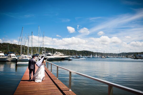 Bride & Groom on private jetty
