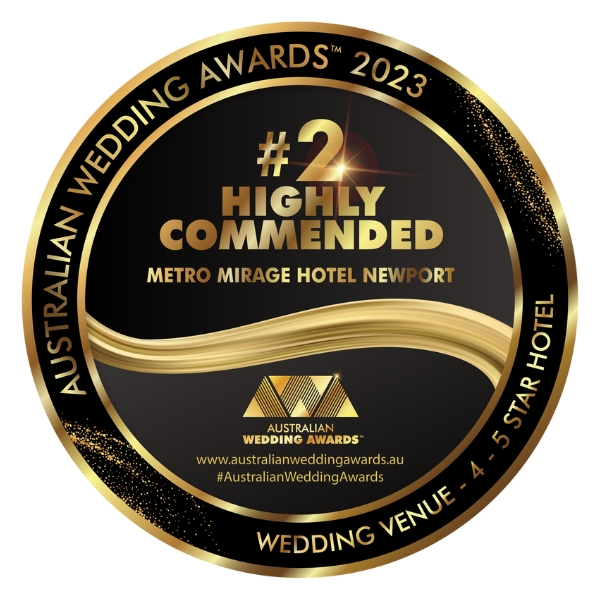 australian wedding awards 2023 - #2 highly commended wedding venue 4-5 star hotel